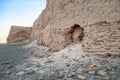 Damaged wall of Djanpik qala fortress in Karakalpakstan region o Royalty Free Stock Photo