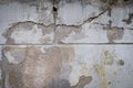Damaged wall with holes texture background. Creative backdrop. Old, abandoned building interior fragment. Weathered and cracked