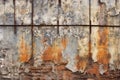 damaged wall pieces with rusty iron bars