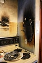 Damaged walls after a kitchen grease fire Royalty Free Stock Photo