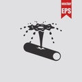 Damaged water pipe icon isolated on grey background.Vector illustration.