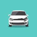 Damaged white car front view. Car accident. Vector illustration Royalty Free Stock Photo