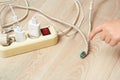 Damaged wire extension cord for children is not a toy life-threatening
