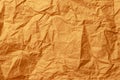 Damaged yellow paper. Orange crumpled sheet. Packaging. Rough texture background. Royalty Free Stock Photo