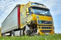 Truck after collision with car, accident happened in May 23, 2019, in Latvia next to Pinki Royalty Free Stock Photo