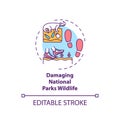 Damaging national parks wildlife concept icon