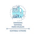 Damaging national parks wildlife concept icon