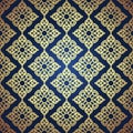 Damask gold seamless background. Filigree oriental luxury ornament. Decorative blue pattern in mosaic ethnic style Royalty Free Stock Photo