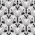 Damask black and white vector seamless pattern. Royalty Free Stock Photo