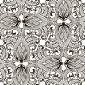 Damask black and white vector seamless pattern. Hand drawn vinta Royalty Free Stock Photo