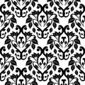 Damask black and white vector seamless pattern. White ornamental Royalty Free Stock Photo