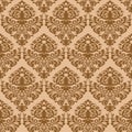 Damask brown seamless texture Royalty Free Stock Photo