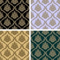 Damask floral repeat Pattern - set in four Variants