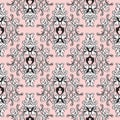 Damask floral seamless pattern. Light pink background wallpaper Royalty Free Stock Photo