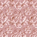 Damask floral vector seamless pattern. Light pink ornate floral Royalty Free Stock Photo