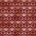 Damask gold foil classic floral seamless pattern red background Royalty Free Stock Photo