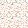 Damask hand drawn wallpaper. Pastel tiny flower seamless pattern. Vector floral spring design, print Royalty Free Stock Photo