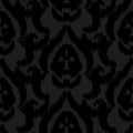 Damask Ikat Black Elegant Seamless Vector Wallpaper Pattern.