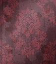 Damask pattern ornament decor Vector. Baroque fabric texture illustration designs. Bordeaux colors