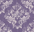 Damask pattern texture in ultra violet color Vector. Royal fabric background. Luxury background decors