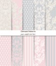 Damask patterns set Vector. Baroque ornament decor. Vintage background. Delicate combination pastel color fabric