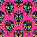 Damask pink abstract seamless pattern