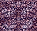 Damask rose gold foil classic floral seamless pattern violet background