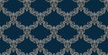 Damask seamless emboss pattern background. Vector classical luxury old damask ornament, royal victorian seamless texture Royalty Free Stock Photo