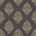 Damask seamless emboss pattern background. Vector classical luxury old damask ornament, royal victorian seamless texture Royalty Free Stock Photo