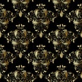 Gold vintage damask seamless pattern. Royalty Free Stock Photo