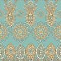 Damask seamless pattern with flowers in Indian style. Floral vector wallpaper.