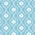 Fashionable Blue Damask Seamless Pattern