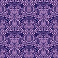 Damask seamless pattern repeating background. Blue pink floral ornament in baroque style Royalty Free Stock Photo