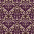 Damask seamless pattern repeating background. Gray purple floral ornament in baroque style