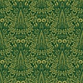 Damask seamless pattern repeating background. Green floral ornament in baroque style Royalty Free Stock Photo