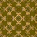 Damask seamless pattern. Vector ornamental background. Beautiful vintage floral ornaments with flourish frames, flowers, leaves. Royalty Free Stock Photo