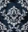 Damask texture pattern Vector. Luxury wallpaper ornament decor. Baroque Textile, fabric, tiles. Gray dark colors