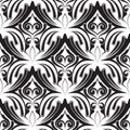 Damask vintage black and white vector seamless pattern. Royalty Free Stock Photo