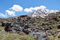 Damavand and volcanic basalt rocks , Iran