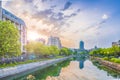 Dambovita river in Bucharest capital Royalty Free Stock Photo