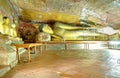 Dambulla cave temple with laying Buddha statue Royalty Free Stock Photo