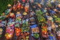 Damnoen Saduak Floating Market or Amphawa. Local people sell fruits, traditional food on boats in canal, Ratchaburi District, Royalty Free Stock Photo