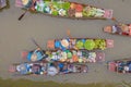 Damnoen Saduak Floating Market or Amphawa. Local people sell fruits, traditional food on boats in canal, Ratchaburi District, Royalty Free Stock Photo