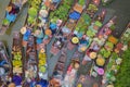 Damnoen Saduak Floating Market or Amphawa. Local people sell fruits, traditional food on boats in canal, Ratchaburi District, Royalty Free Stock Photo