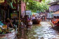 Damnoen Saduak Floating Market, tourist attraction. Thailand.