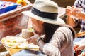 Chinese tourist eats ice cream