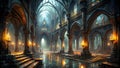 Damp gothic dungeon. created by a neural network. technology Royalty Free Stock Photo