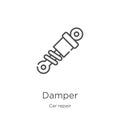 damper icon vector from car repair collection. Thin line damper outline icon vector illustration. Outline, thin line damper icon
