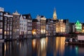 Damrak canal at night, Amsterdam, Netherlands