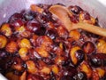 Damson Jam cooking from an old recipe Royalty Free Stock Photo